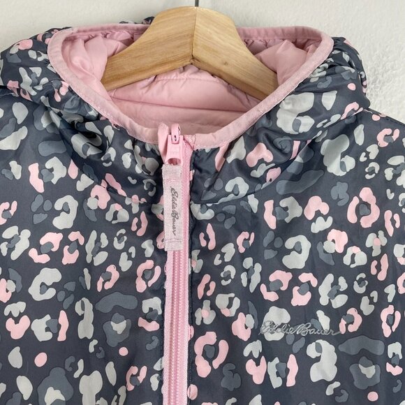 Eddie Bauer Girls Large 14/16 Reversible Puffer Down Jacket Zip Up Hooded - Picture 2 of 16